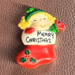 Vintage 1984 Christmas Stocking Pin